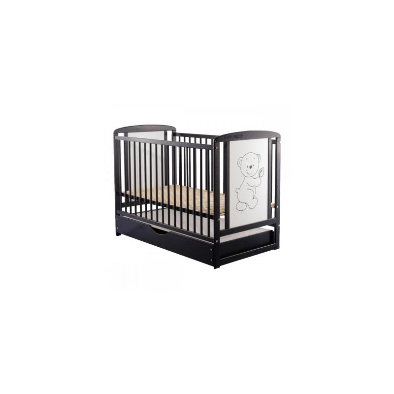 BabyNeeds Patut din lemn Timmi 120x60 cm cu sertar Venghe + Saltea 9 cm image 4