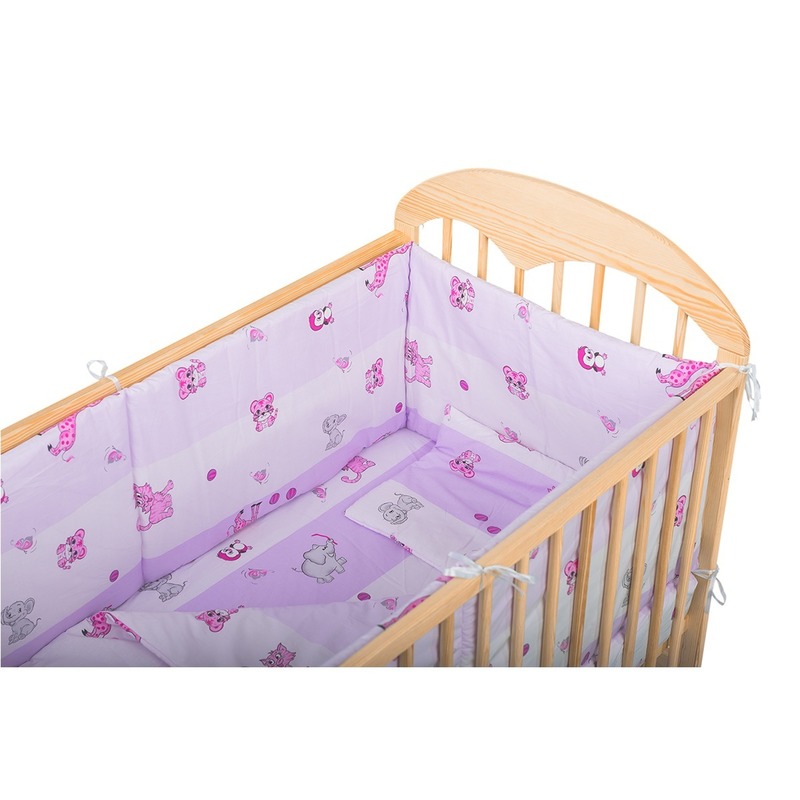 Babyneeds Lenjerie patut 5 piese Roz cu animalute image 3