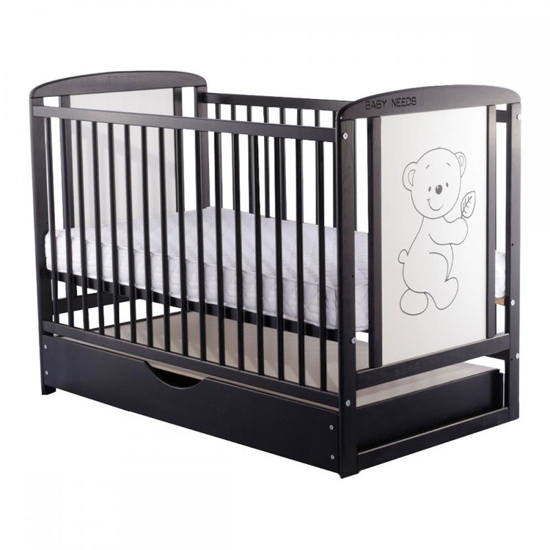 BabyNeeds - Patut din lemn Timmi 120x60 cm, cu sertar, Venghe image 6