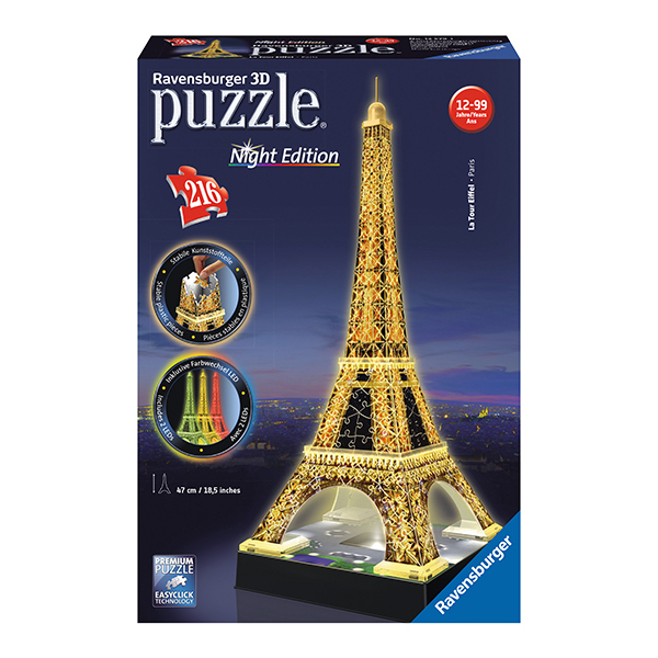 Puzzle 3D Turnul Eiffel Noaptea, 216 Piese  image 2