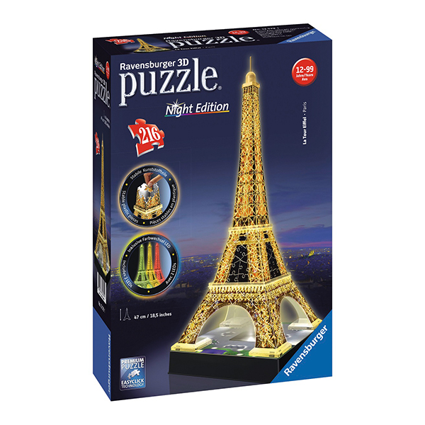 Puzzle 3D Turnul Eiffel Noaptea, 216 Piese  image 3