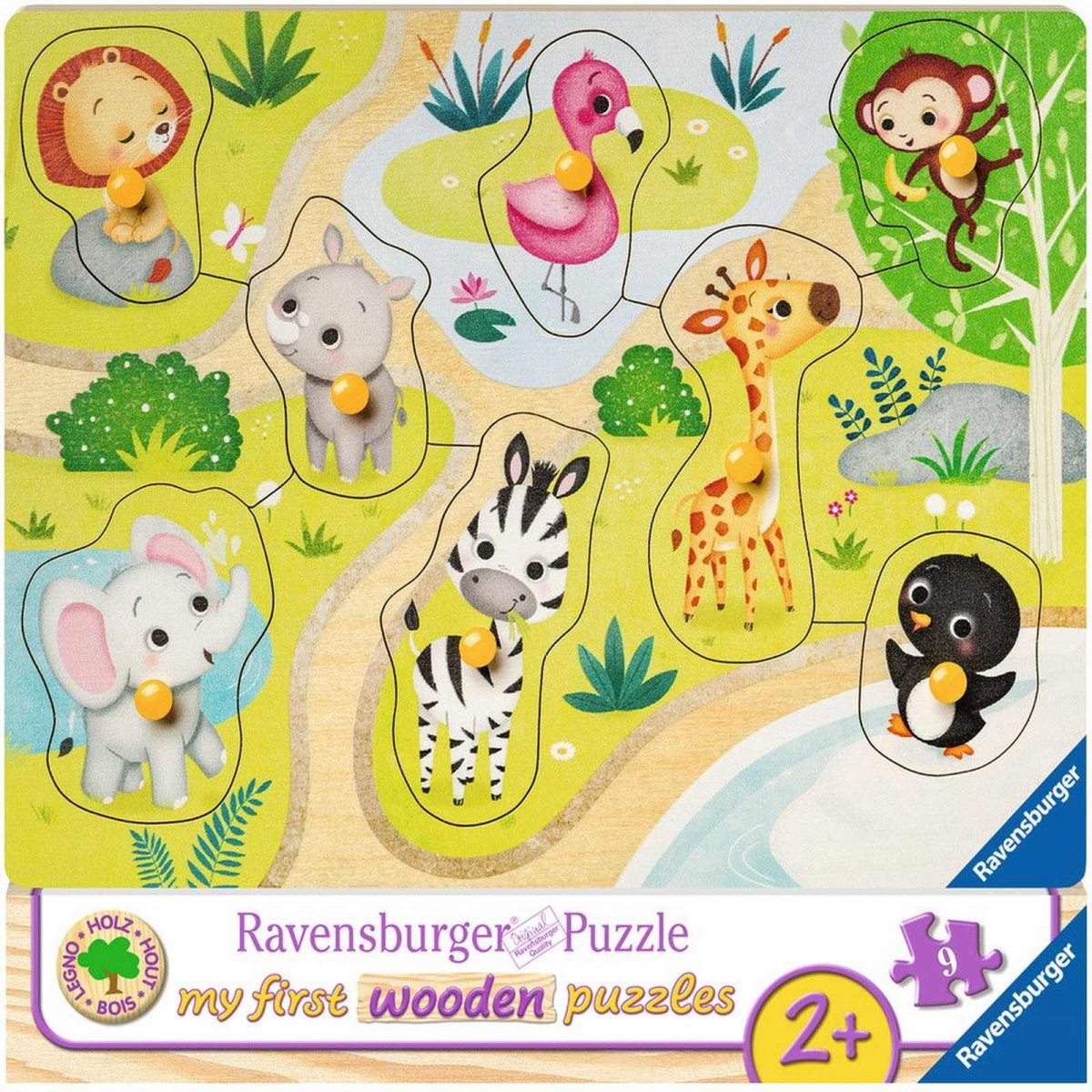 Puzzle Din Lemn Animale Zoo, 8 Piese