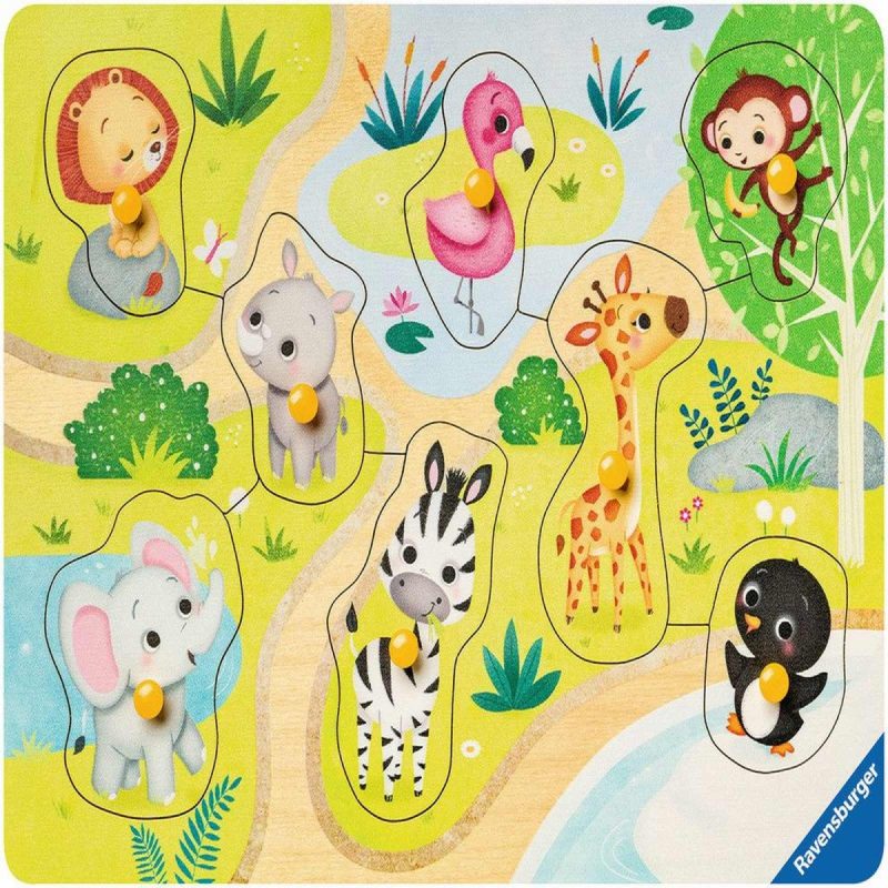 Puzzle Din Lemn Animale Zoo, 8 Piese image 1