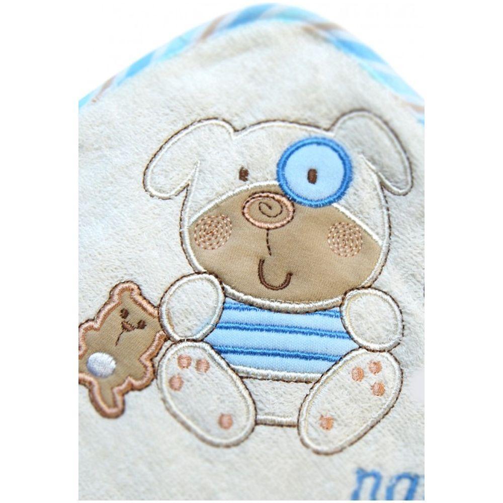 Prosop de baie 76x76 cm cu prosop mic 25x25 cm - Bobobaby - Albastru Dog image 2