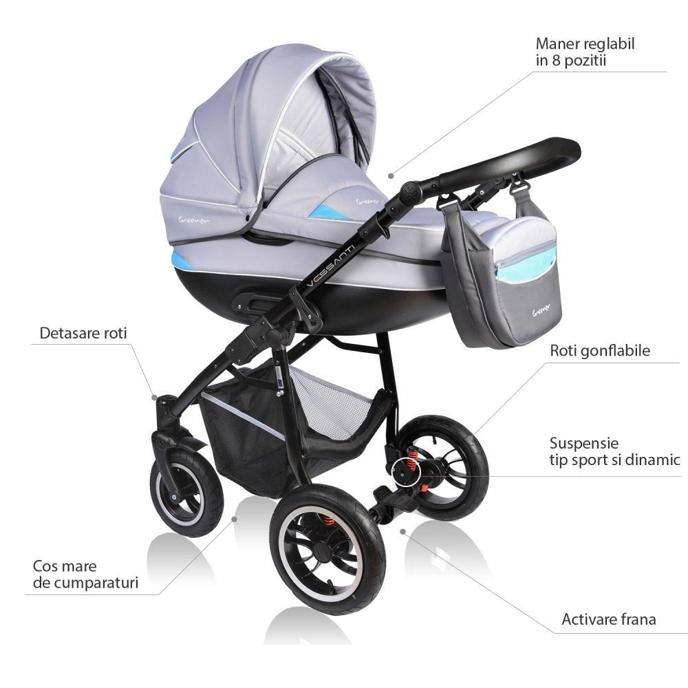 Carucior Crooner 3 in 1 - Vessanti - Blue/Gray image 7