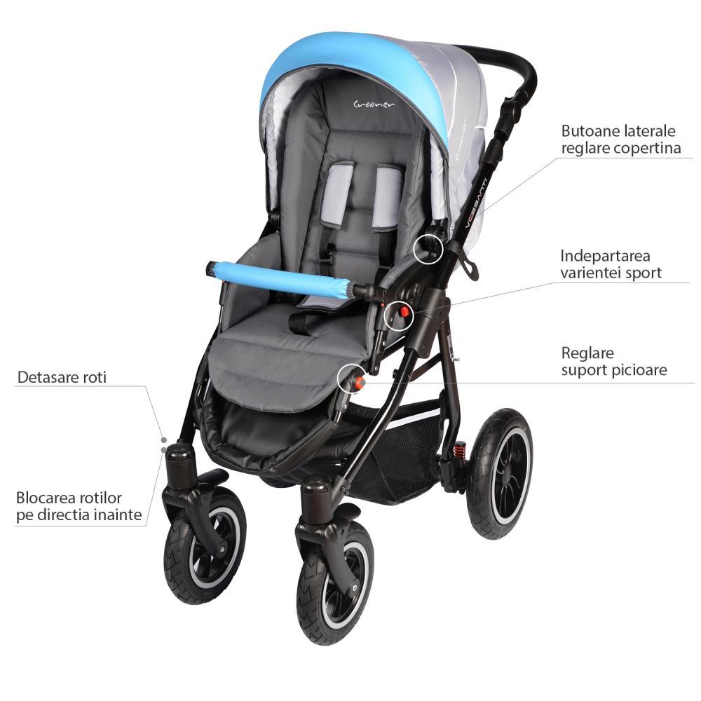 Carucior Crooner 3 in 1 - Vessanti - Blue/Gray image 8