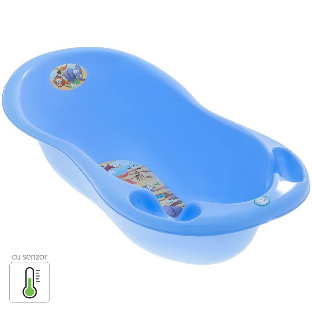 Cadita Piscot 102 cm Safari cu Senzor de Temperatura - Tega Baby - Albastru