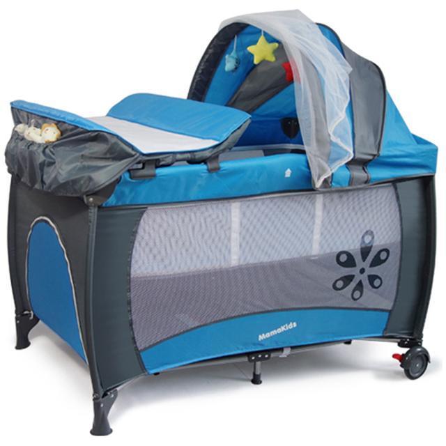 Patut pliabil cu 2 nivele Travel & Sleep Mamakids - Albastru