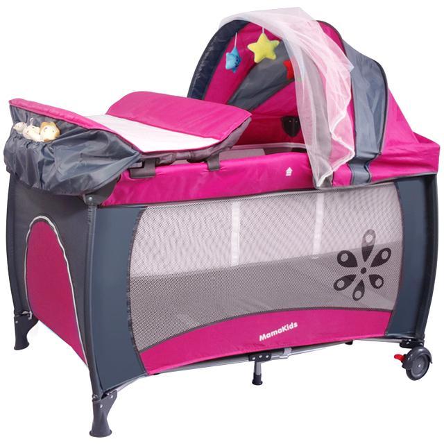 Patut pliabil cu 2 nivele Travel & Sleep Mamakids - Roz