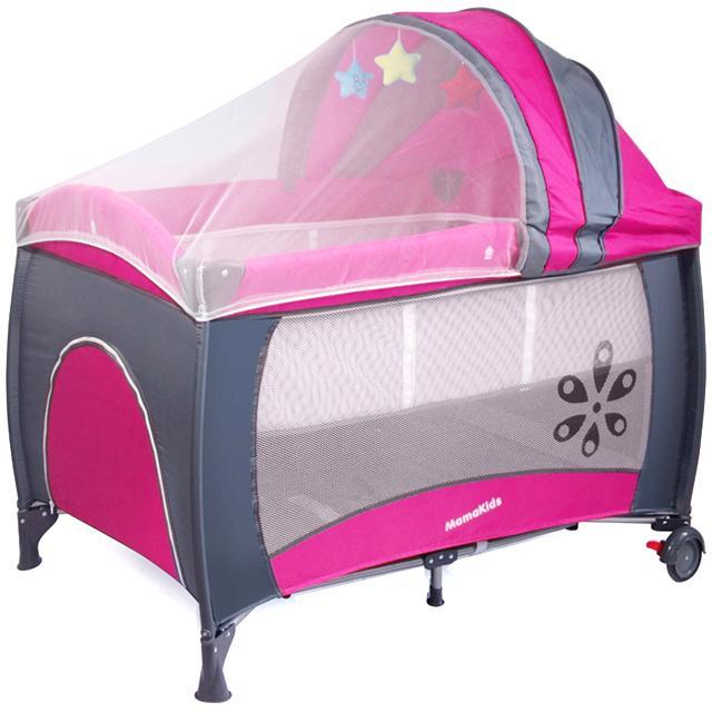 Patut pliabil cu 2 nivele Travel & Sleep Mamakids - Roz image 1