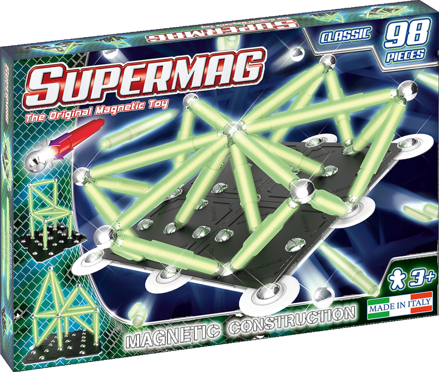 SUPERMAG CLASSIC GLOW - SET CONSTRUCTIE 98 PIESE image 1