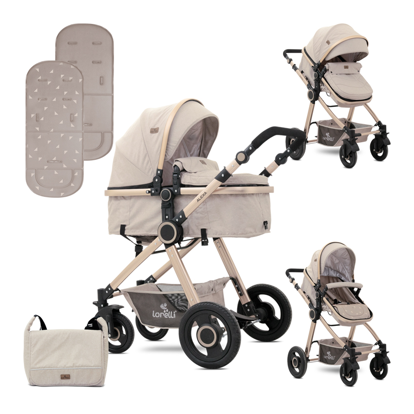 Carucior transformabil 2 in 1, Alexa, Beige Triangles