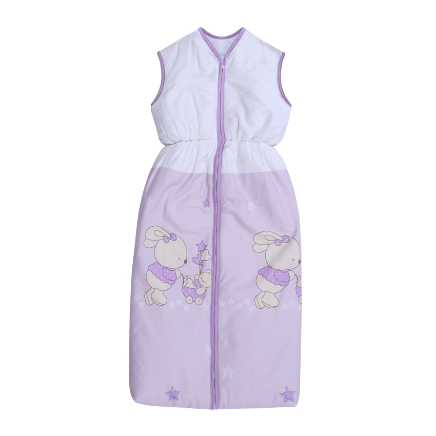 Sac de dormit de vara, 115 cm, bumbac ranforce, Bunnies Violet