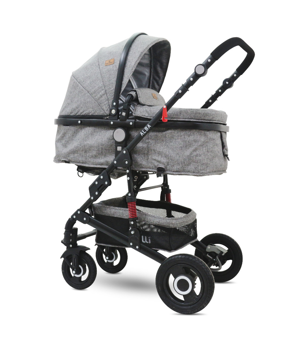 Carucior transformabil 3 in 1, Alba, cos auto inclus, roti cauciuc, Dark Grey image 3