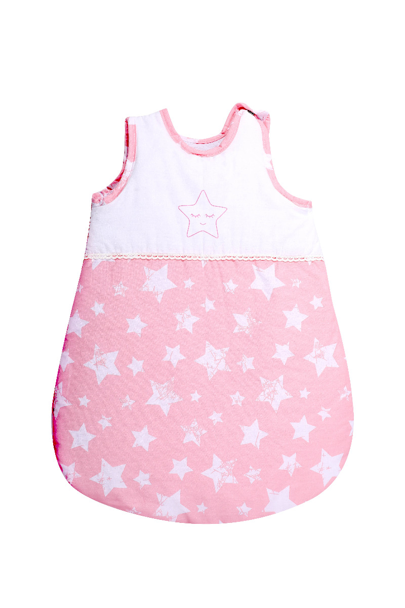 Sac de dormit de iarna, 60 cm, 0-6 luni, cu broderie, Little Stars Pink