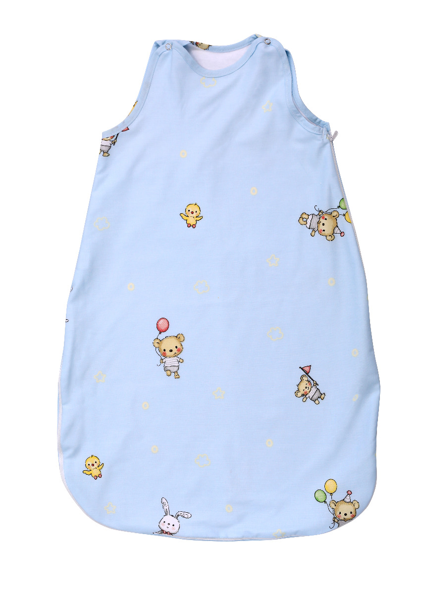 Sac de dormit de vara, 100 cm, bumbac ranforce, Bear Party Blue