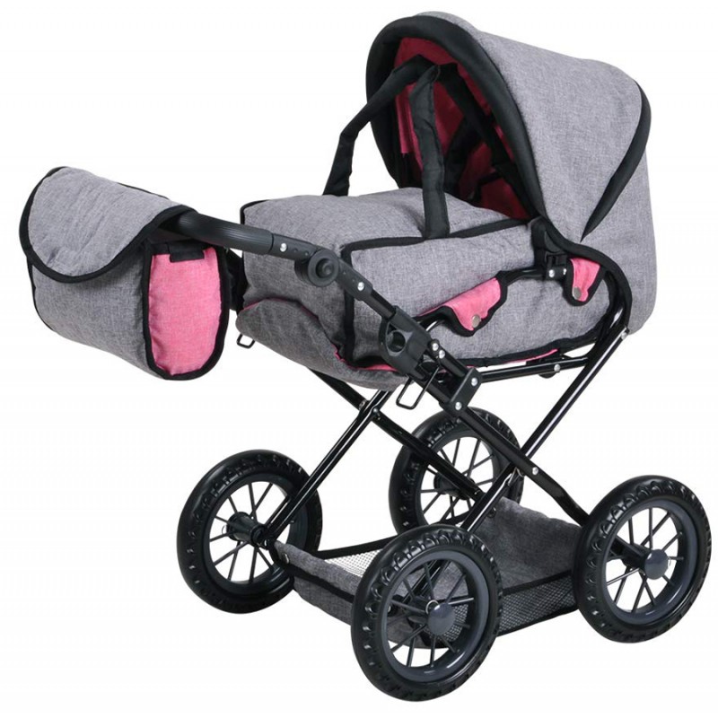 Carucior 2 in 1 pentru papusi Ruby Jeans Grey