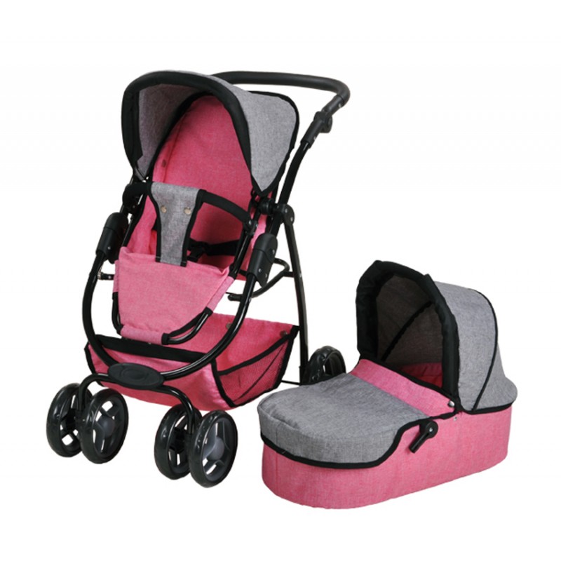 Carucior pentru papusi 3 in 1 Coco Jeans Pink