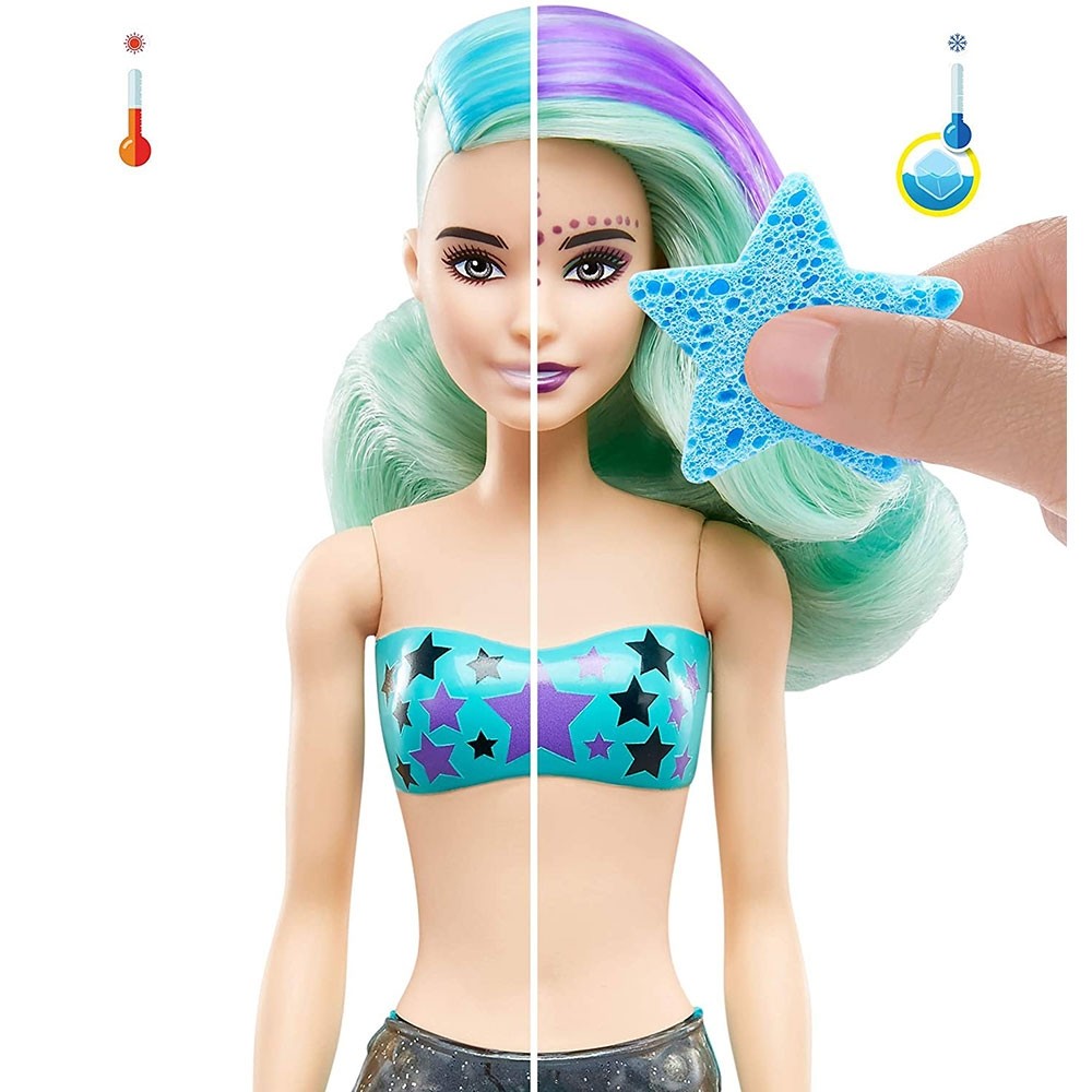 Papusa Barbie by Mattel Color Reveal Wave Sirena surpriza image 3