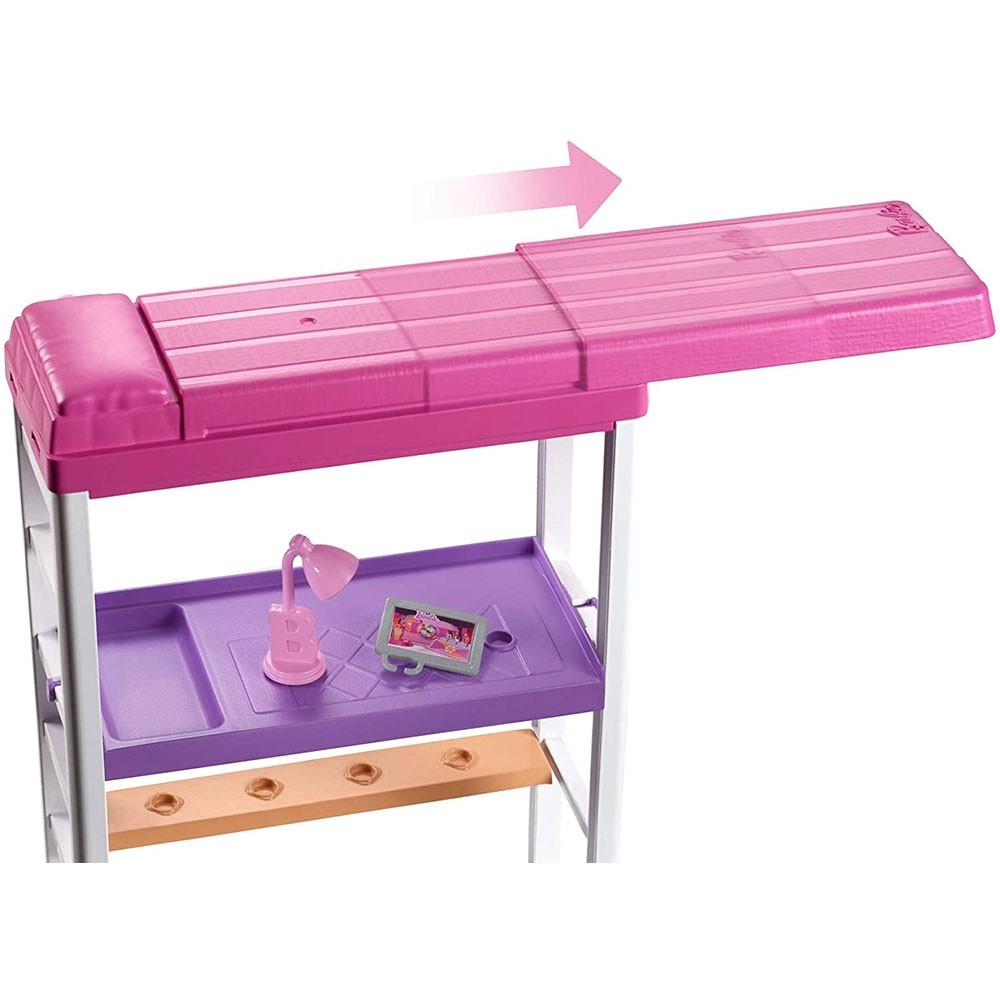 Set Barbie by Mattel Estate Birou cu pat supraetajat, papusa si accesorii image 5