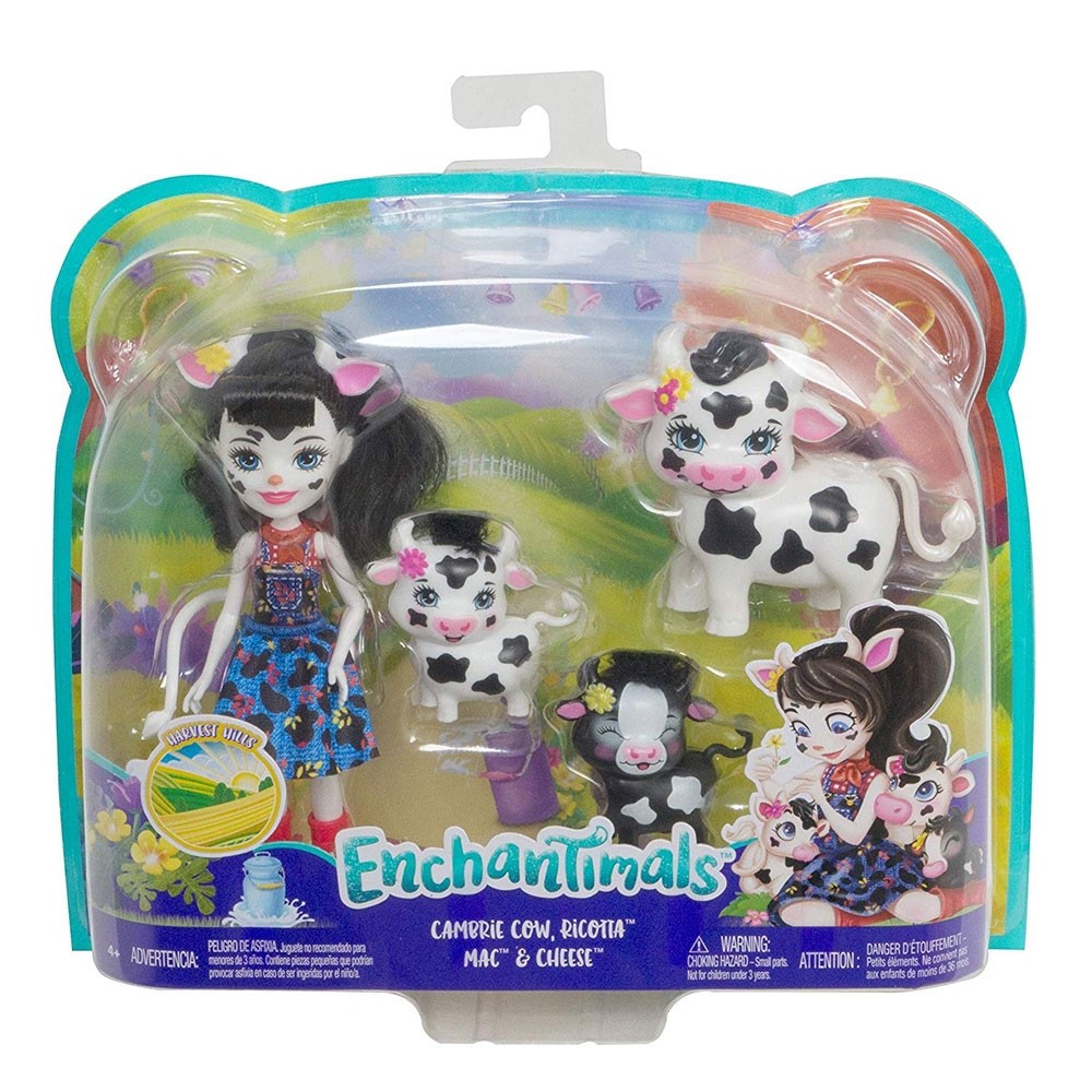 Set Enchantimals by Mattel Cambrie Cow With Ricotta And Family Papusa cu 3 figurine image 1