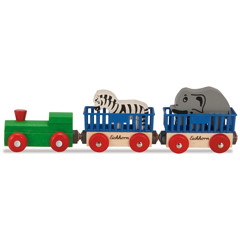 Tren din lemn Eichhorn Animal cu 2 figurine image 4