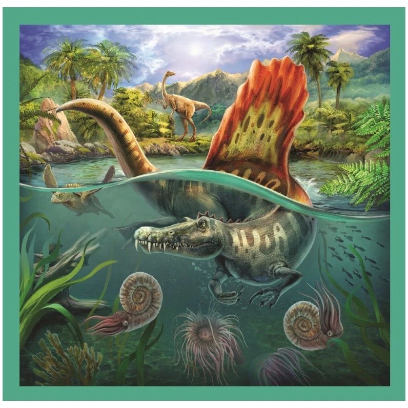 Set puzzle 3 in 1 Trefl Lumea extraordinara a dinozaurilor, 1x20 piese, 1x36 piese, 1x50 piese image 1