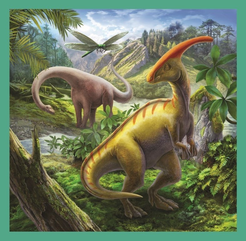 Set puzzle 3 in 1 Trefl Lumea extraordinara a dinozaurilor, 1x20 piese, 1x36 piese, 1x50 piese image 2