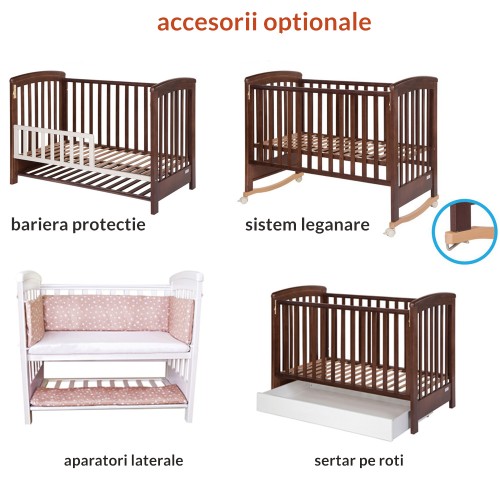 Treppy Patut co-sleeping 120x60 cu laterala culisanta si roti Dreamy Plus Natur image 10