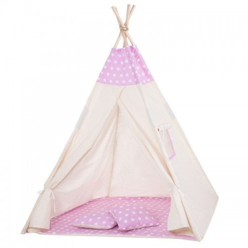 Cort copii stil indian Teepee Pink Dots XXL