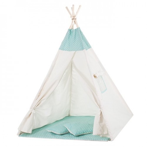 Cort copii stil indian Teepee Turqoise Dots XXL