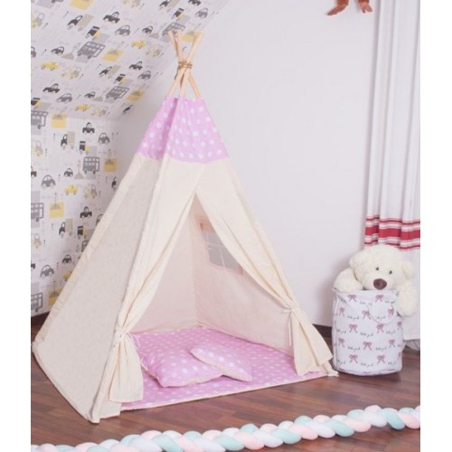 Cort copii stil indian Teepee Pink Dots XXL image 8