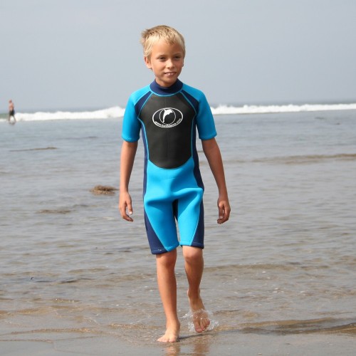 Costum inot din neopren pentru copii Shorty Wetsuit blue 7-8 ani image 4