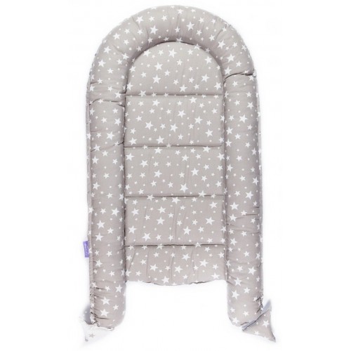 Cosulet bebelus pentru dormit Baby Nest Cocoon XL 90x50 cm Grey stars image 1