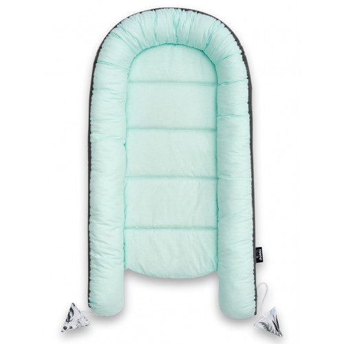 Cosulet bebelus pentru dormit Baby Nest Cocoon XL 90x50 cm In garden mint image 1