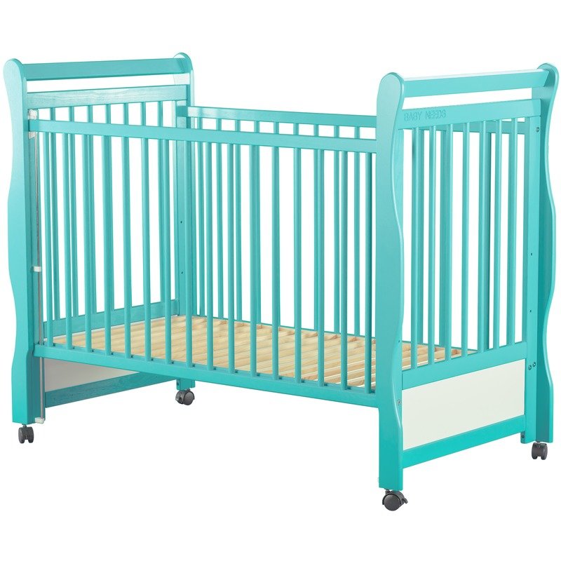 BabyNeeds Patut din lemn Jas 120x60 cm cu laterala culisanta Mint