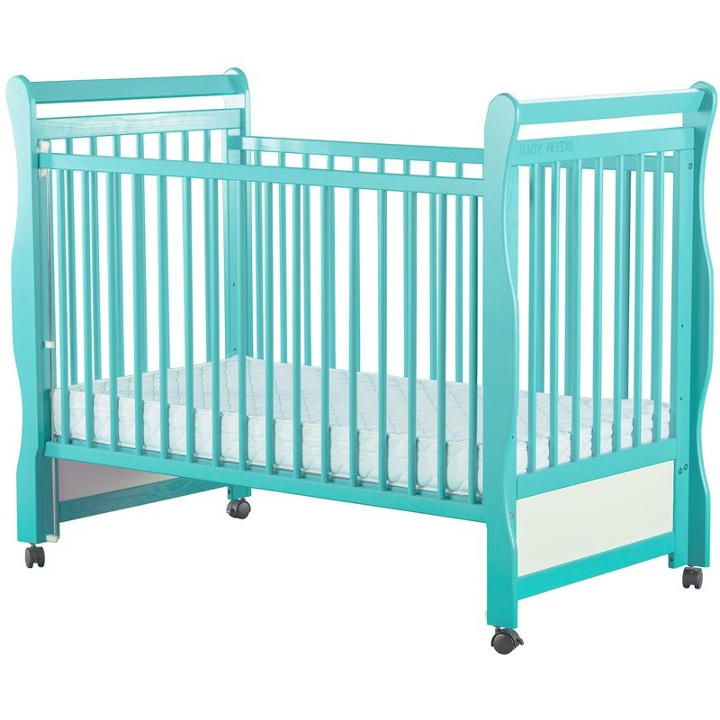 BabyNeeds Patut din lemn Jas 120x60 cm cu laterala culisanta Mint image 4