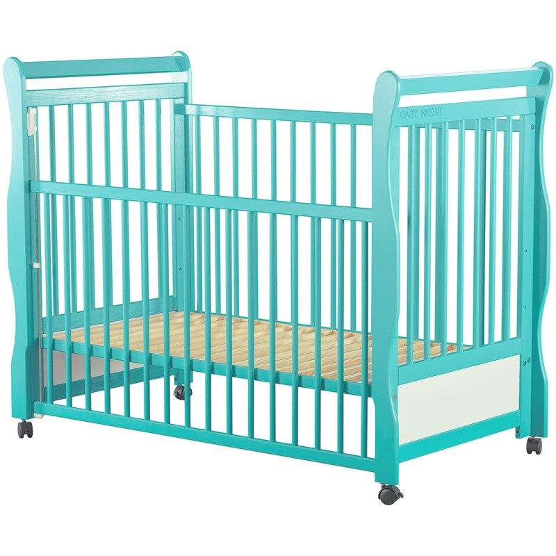 BabyNeeds Patut din lemn Jas 120x60 cm cu laterala culisanta Mint image 5