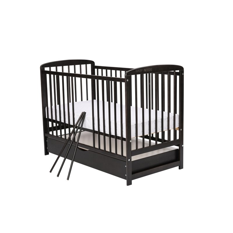 BabyNeeds - Patut din lemn Ola 120x60 cm, cu sertar, Venghe