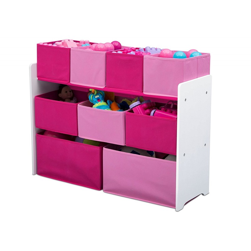 Organizator jucarii cu cadru din lemn Deluxe White Pink image 1