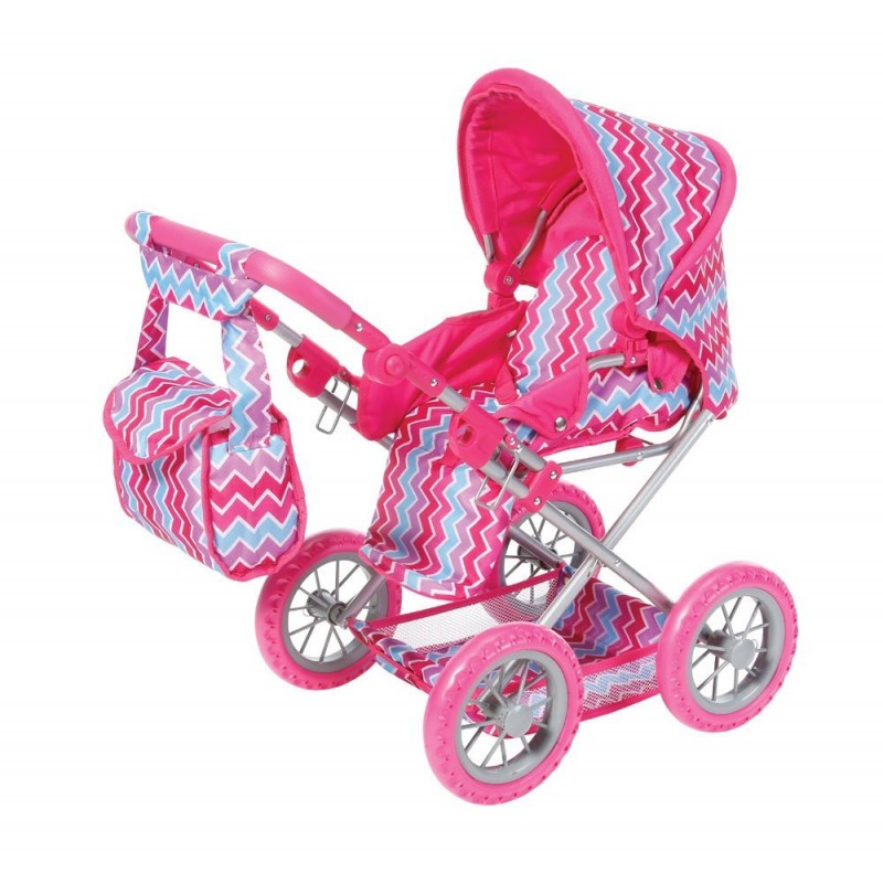 Carucior 2 in 1 pentru papusi Ruby Pink Zigzag