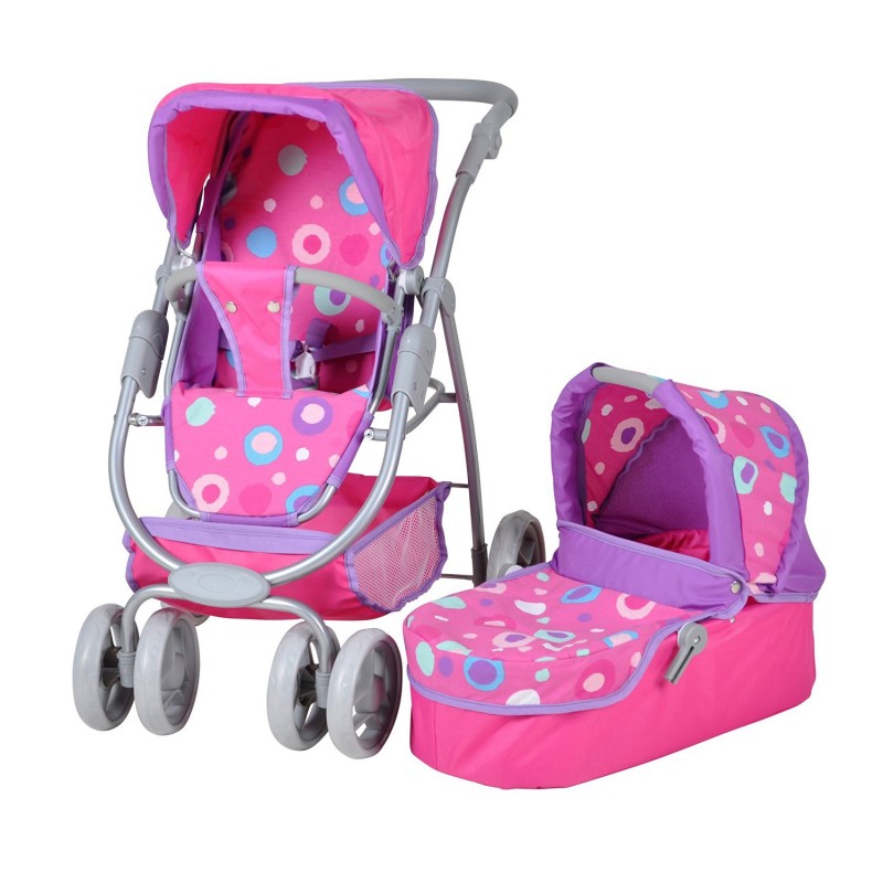 Carucior pentru papusi 3 in 1 Coco Pink Splash