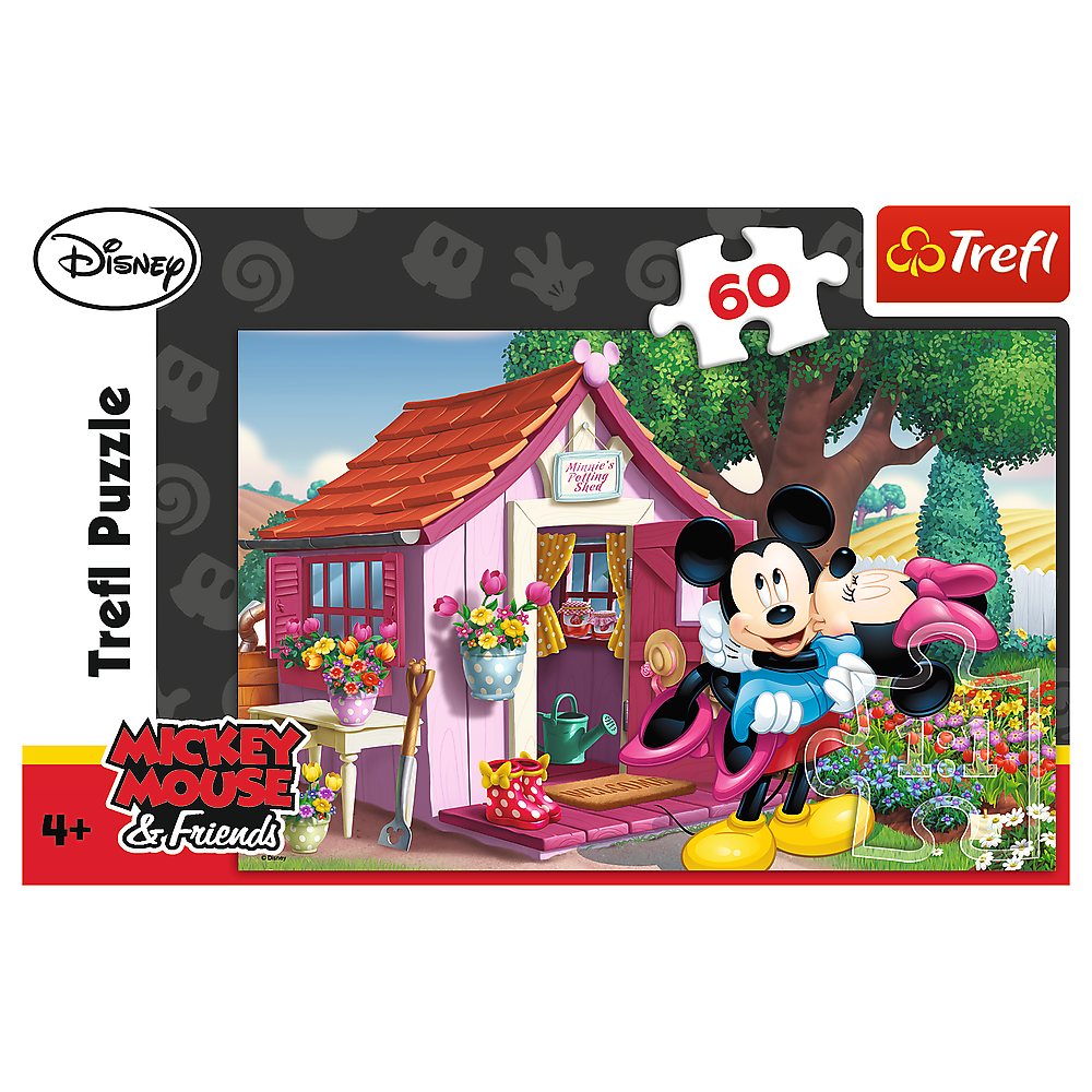 Puzzle Trefl Disney Mickey Mouse, Mickey si Minnie in gradina 60 piese image 1