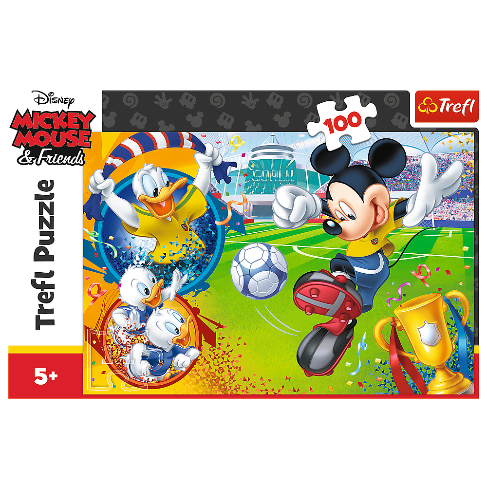 Puzzle Trefl Disney Mickey Mouse, Mickey pe terenul de sport 100 piese image 1