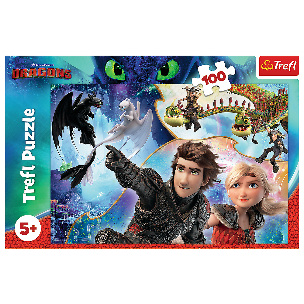 Puzzle Trefl DreamWorks Dragons, Pe taramul dragonilor 100 piese image 2