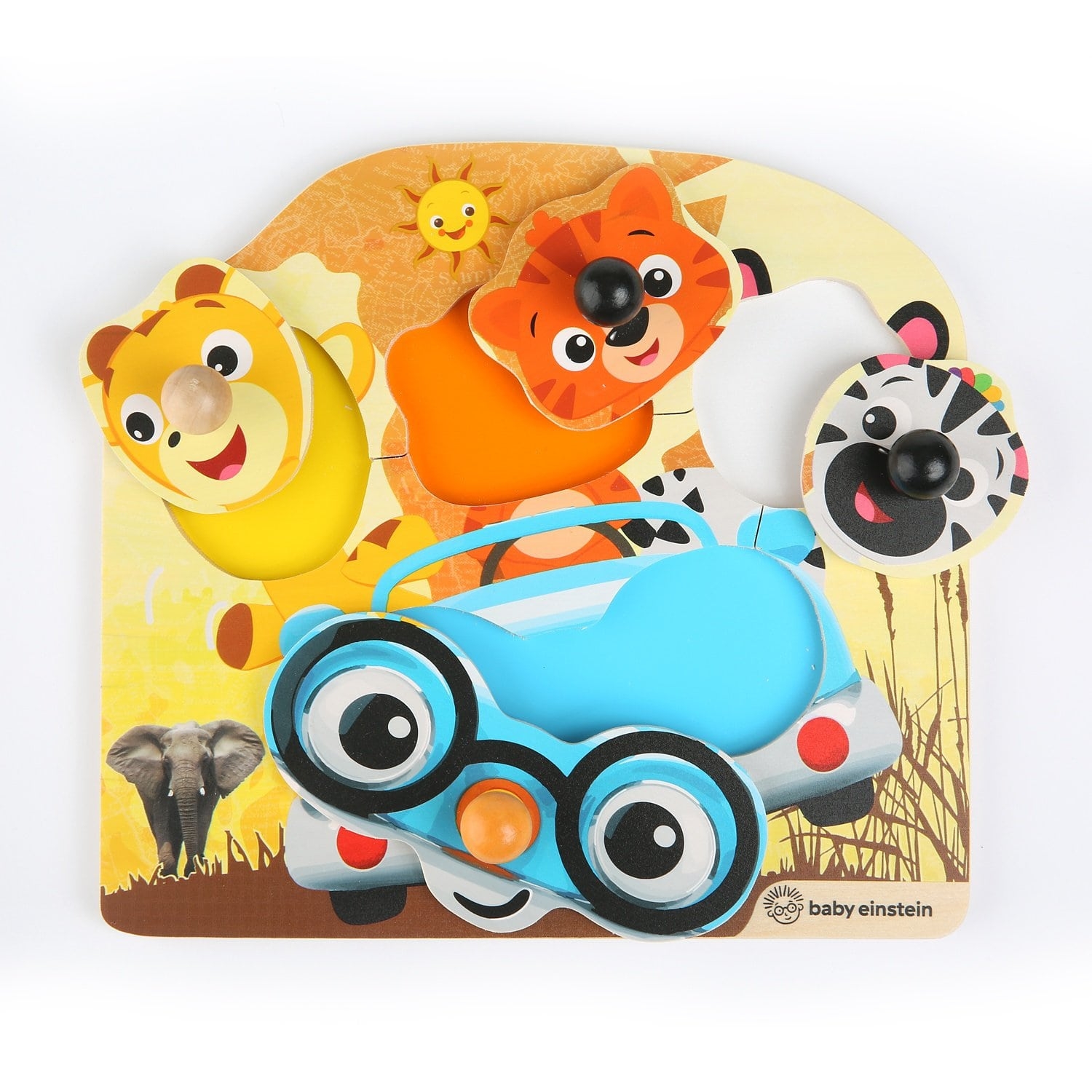 Baby Einstein - Jucarie de lemn Hape Friendly Safari Faces™ Puzzle