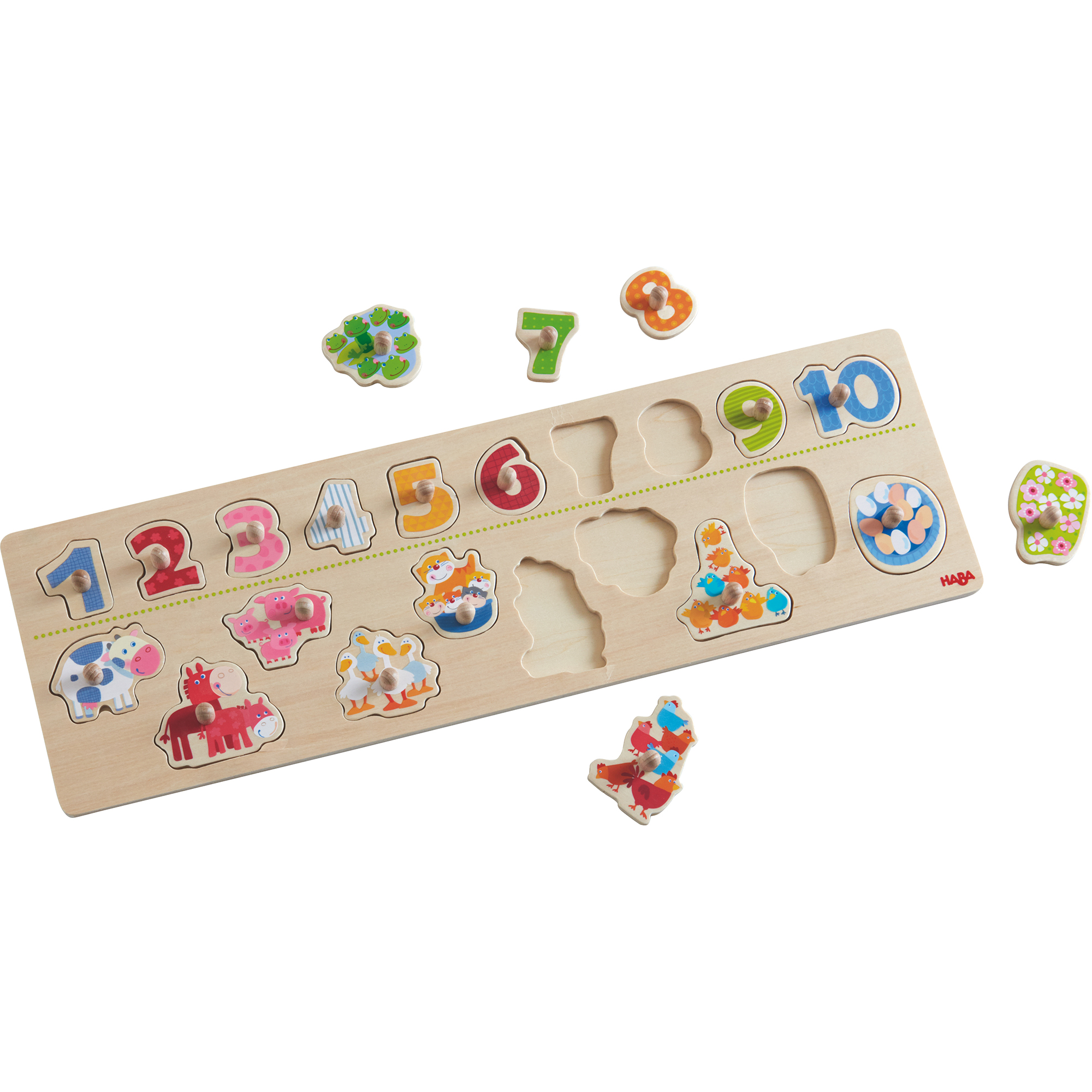 Joc tip puzzle, Haba, Animals by Numbers, 20 piese, 2ani+ image 1