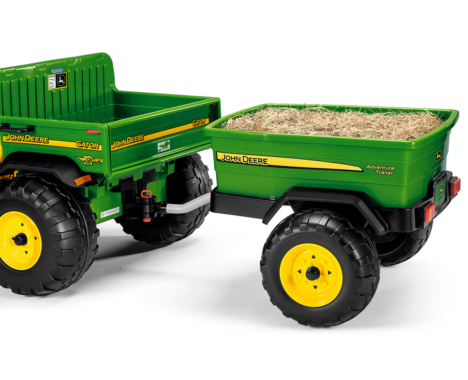 Remorca Peg Perego John Deere Adventure, 3 ani+, Negru / Verde / Galben