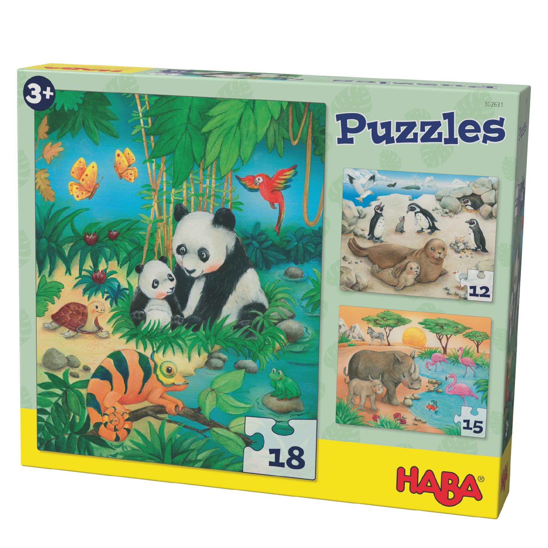 Set 3 puzzleuri, Haba, Familii de animale, 3ani+ image 1