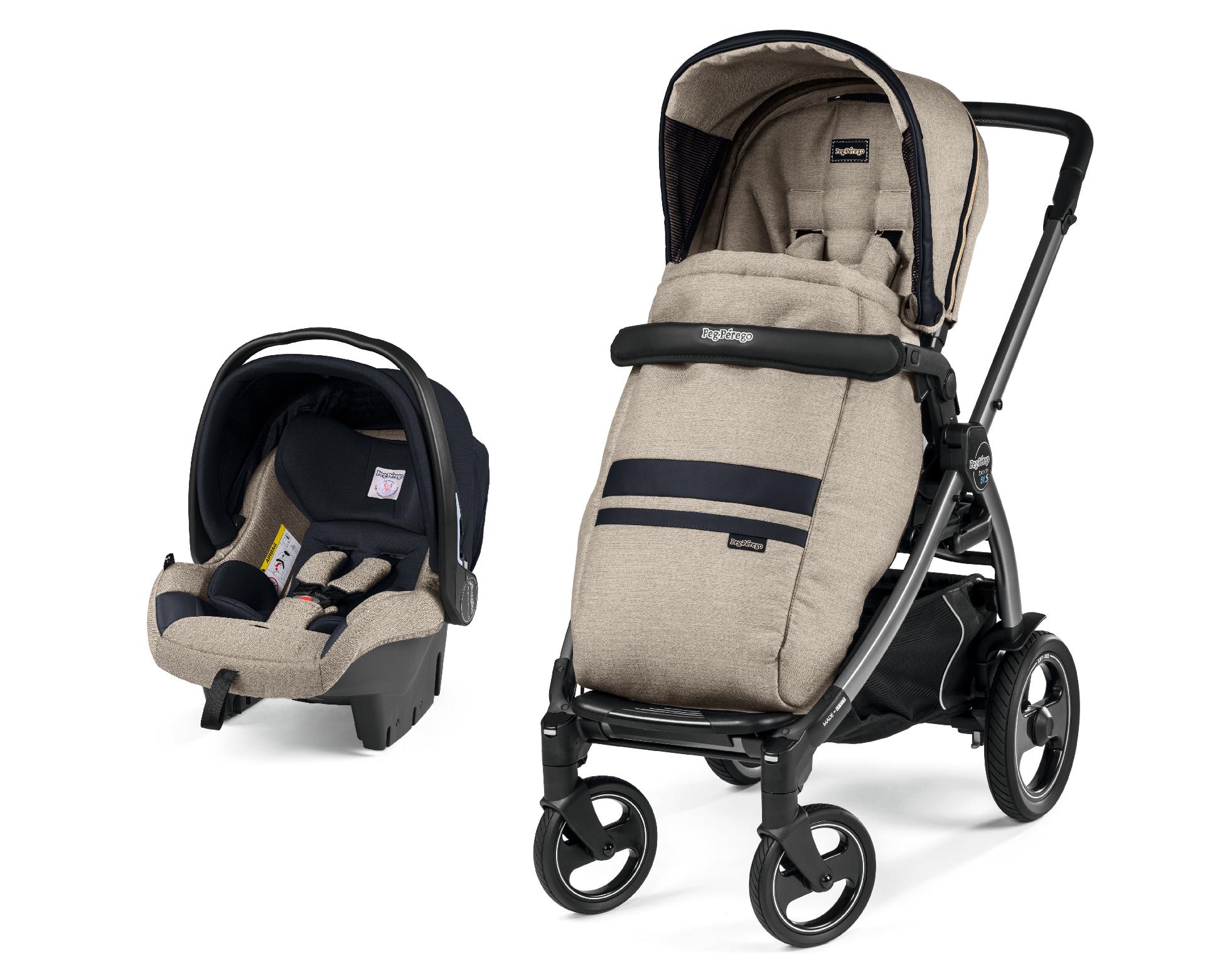 Carucior 2 in 1 Peg Perego, Book 51 S Titania, Luxe Ecru (sasiu + hamac + scaun auto), 0 - 22 kg